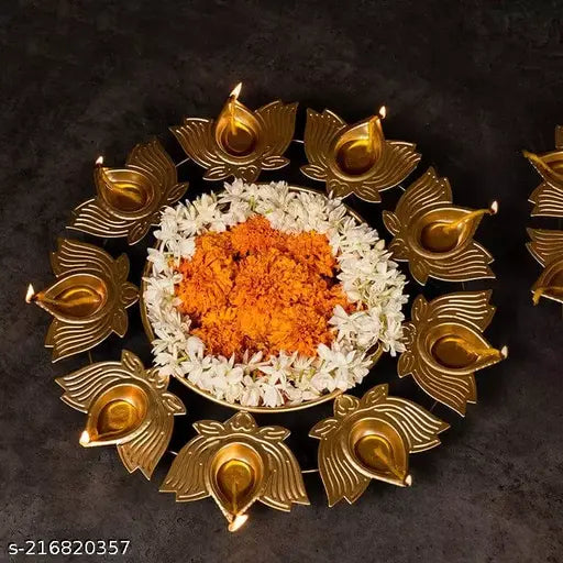Kraphy Lotus Diya Shape Flower Decorative Urli Bowl ( 12 Inches) 