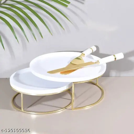Kraphy Metal Cake Stand Black and Gold Multipurpose Steel Cake Server ,PERFUME STAND, BIRTHDAY GIFT ( DIWALI DECORATION) 