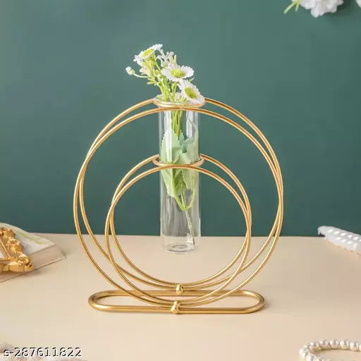 Kraphys Propagation Station With Metal Frame ,Test Tube Glass Items Vase For Flower Pot , Gift , Home Decor Bedroom , Office Corner Living Room ,Decoration 